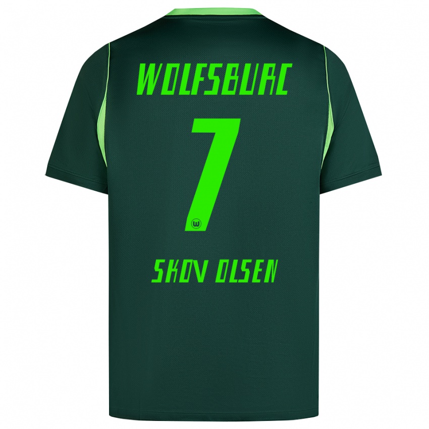 ילדים אנדראס סקוב אולסן #7 ירוק כהה לבן ג'רזי ביתית 2026/27 חולצה קצרה
