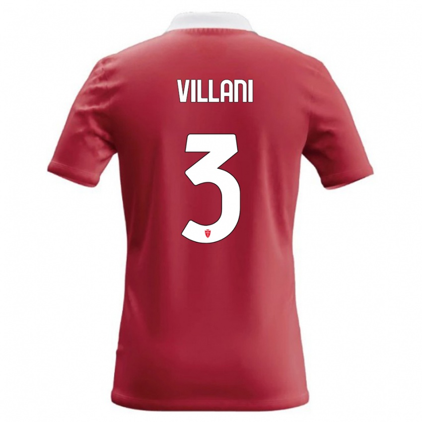 ילדים Matteo Villani #3 אדום לבן ג'רזי ביתית 2026/27 חולצה קצרה