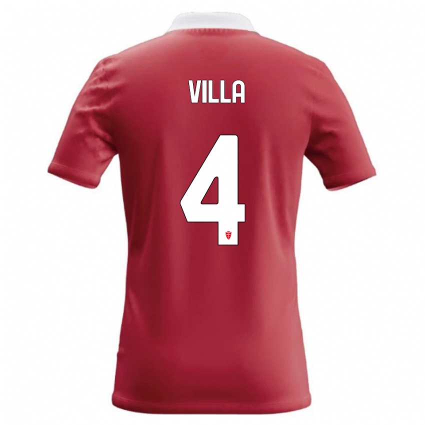 ילדים Manuel Villa #4 אדום לבן ג'רזי ביתית 2026/27 חולצה קצרה