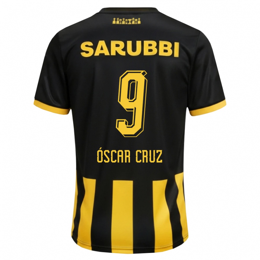 ילדים Óscar Cruz #9 שחור צהוב ג'רזי ביתית 2026/27 חולצה קצרה