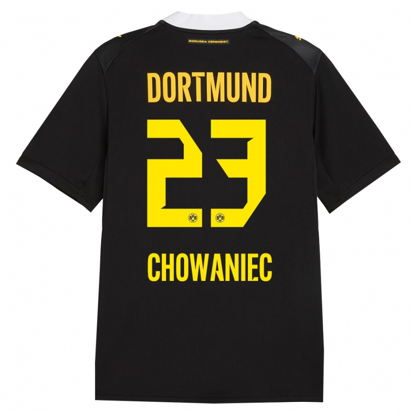 ילדים Jonas Chowaniec #23 שחור אדום צהוב הרחק ג'רזי 2026/27 חולצה קצרה