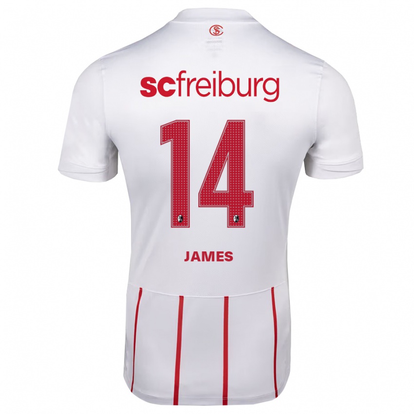 ילדים Jack James #14 לבן אדום צהוב הרחק ג'רזי 2026/27 חולצה קצרה