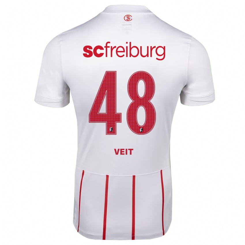 ילדים Jannik Veit #48 לבן אדום צהוב הרחק ג'רזי 2026/27 חולצה קצרה