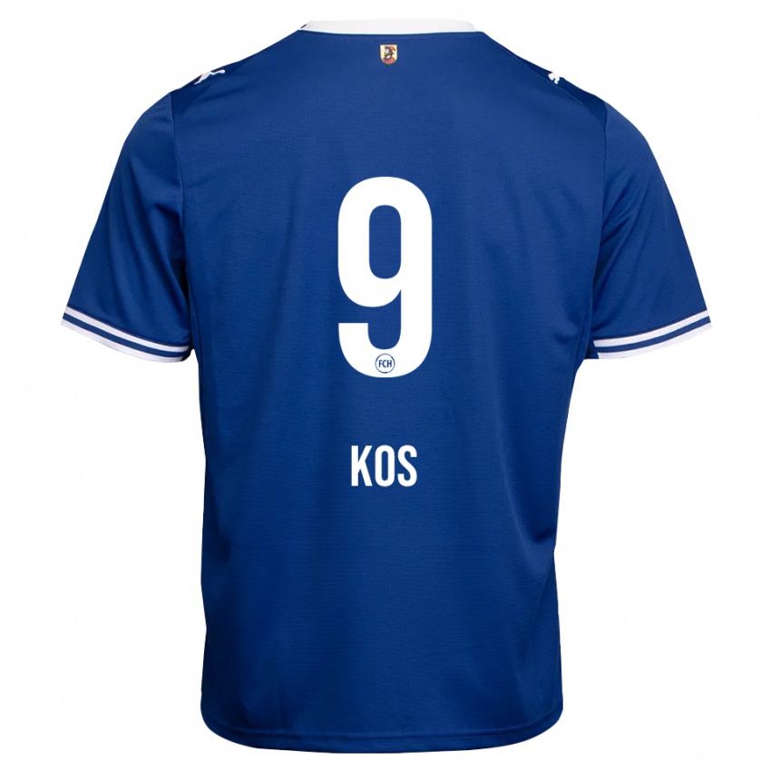 ילדים Maximilian Kos #9 כחול מלכותי לבן הרחק ג'רזי 2026/27 חולצה קצרה