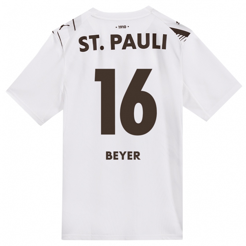 ילדים Lasse Beyer #16 קפה לבן אדום הרחק ג'רזי 2026/27 חולצה קצרה