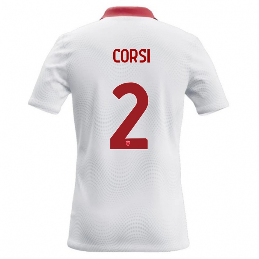ילדים Giovanni Corsi #2 לבן אדום הרחק ג'רזי 2026/27 חולצה קצרה