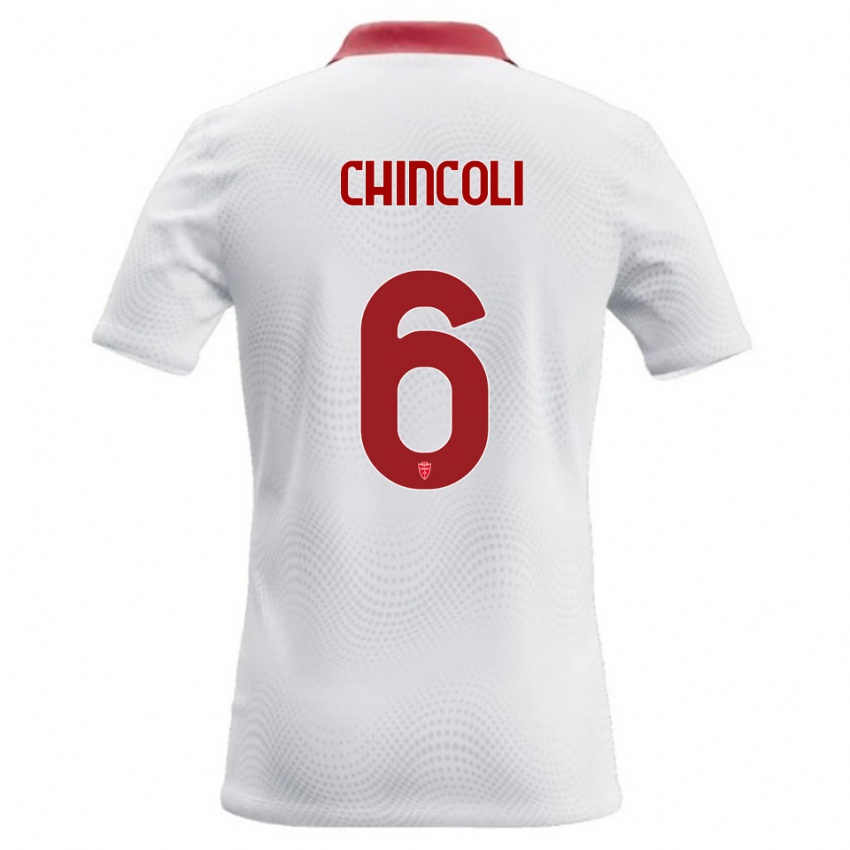 ילדים Lorenzo Chincoli #6 לבן אדום הרחק ג'רזי 2026/27 חולצה קצרה