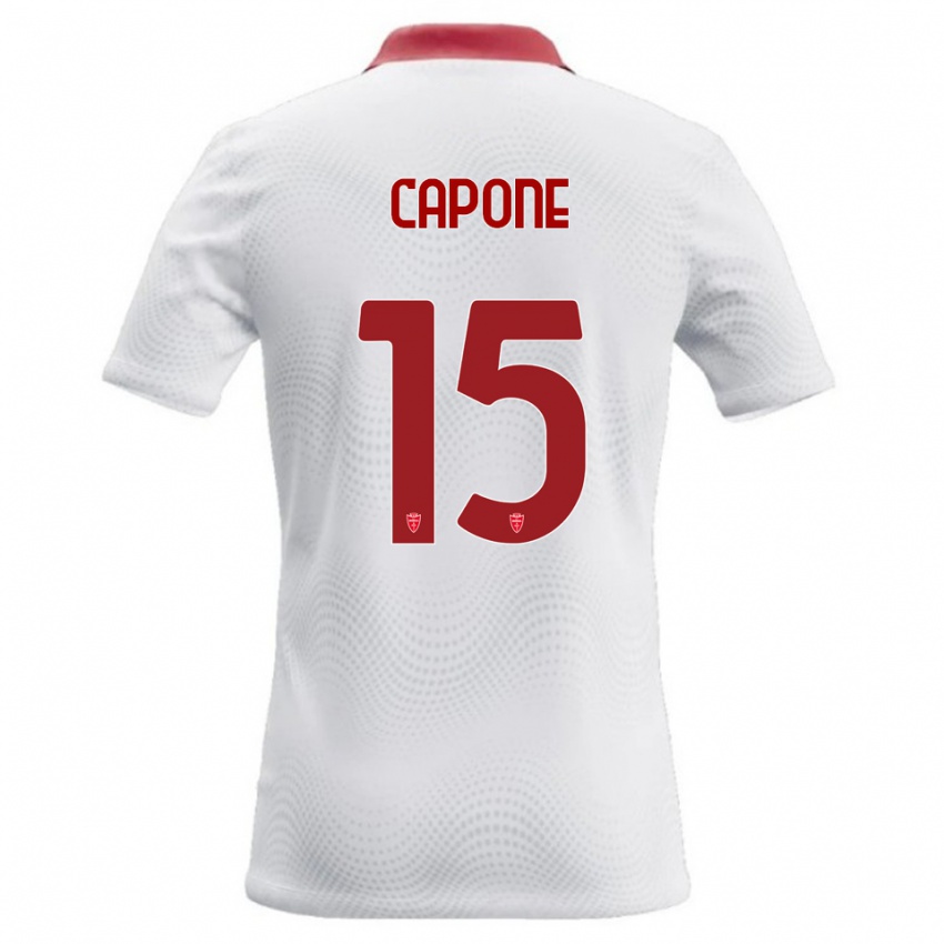 ילדים Edoardo Capone #15 לבן אדום הרחק ג'רזי 2026/27 חולצה קצרה