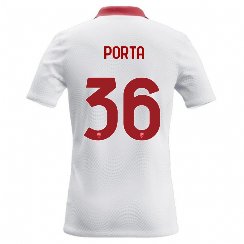 ילדים Matteo Porta #36 לבן אדום הרחק ג'רזי 2026/27 חולצה קצרה