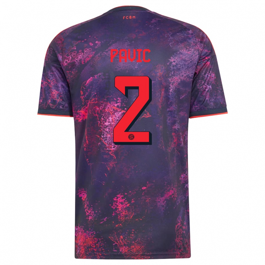 ילדים Filip Pavic #2 סגול אדום ג'רזי קיט שלישי 2026/27 חולצה קצרה