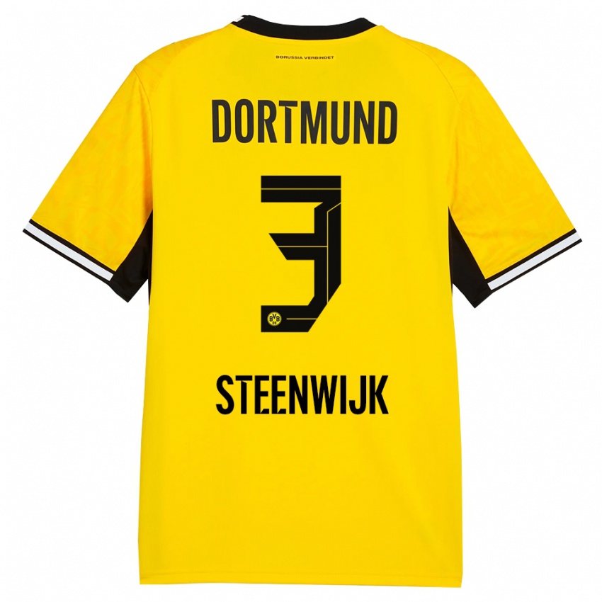 גברים Jenske Steenwijk #3 צהוב שחור לבן ג'רזי ביתית 2026/27 חולצה קצרה