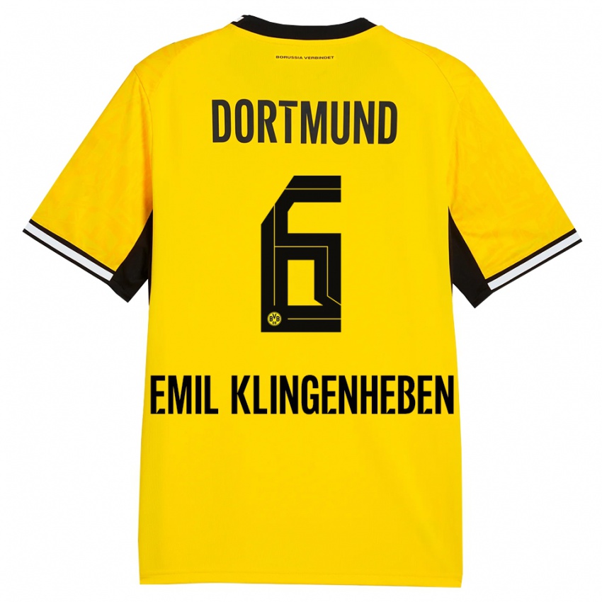 גברים Maximilian Emil Klingenheben #6 צהוב שחור לבן ג'רזי ביתית 2026/27 חולצה קצרה