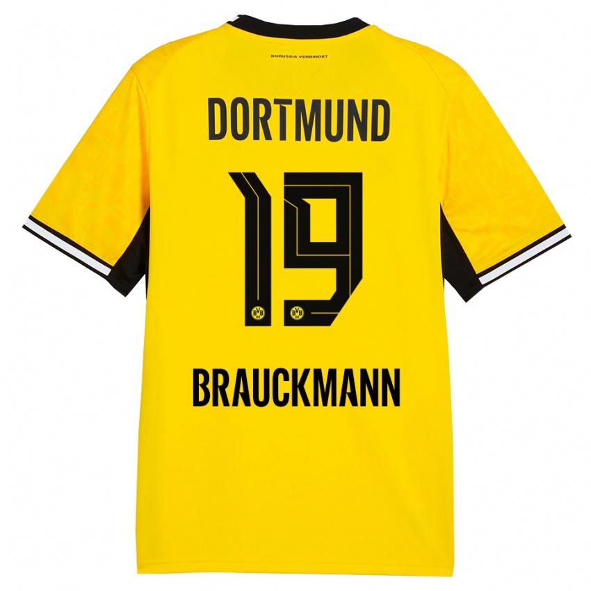 גברים Mats Brauckmann #19 צהוב שחור לבן ג'רזי ביתית 2026/27 חולצה קצרה