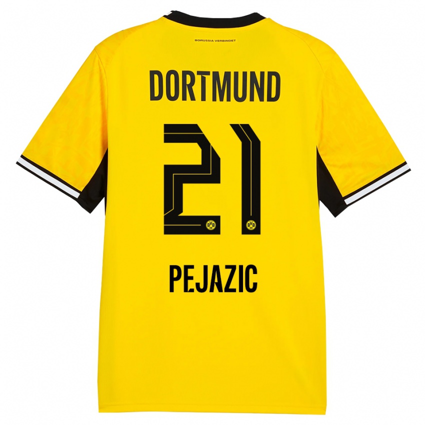 גברים Mario Pejazic #21 צהוב שחור לבן ג'רזי ביתית 2026/27 חולצה קצרה