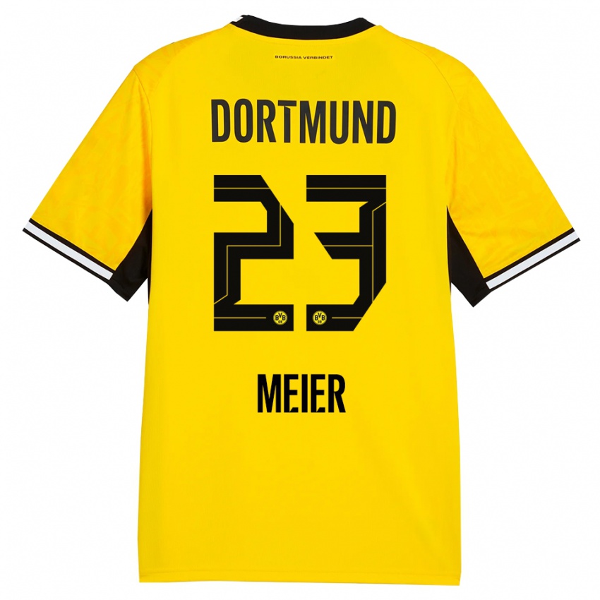 גברים Maximilian Meier #23 צהוב שחור לבן ג'רזי ביתית 2026/27 חולצה קצרה
