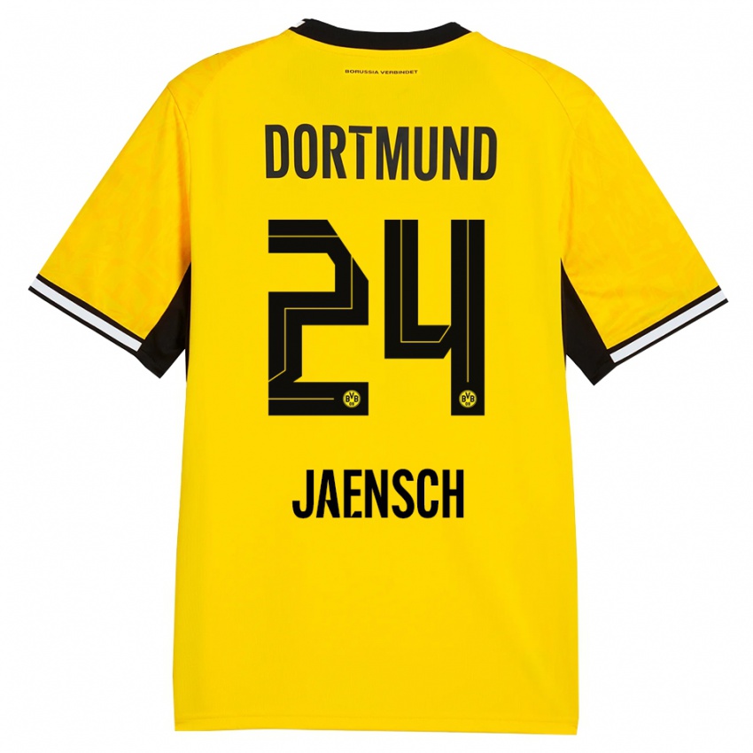 גברים Johann Jaensch #24 צהוב שחור לבן ג'רזי ביתית 2026/27 חולצה קצרה
