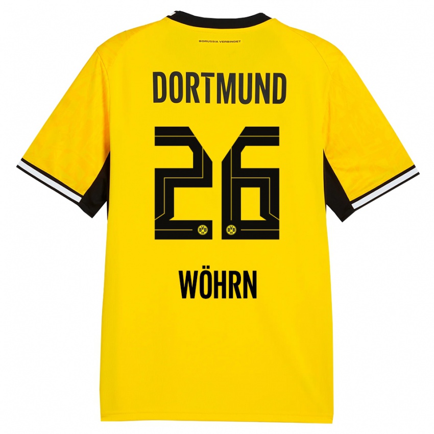 גברים Yasu Wöhrn #26 צהוב שחור לבן ג'רזי ביתית 2026/27 חולצה קצרה