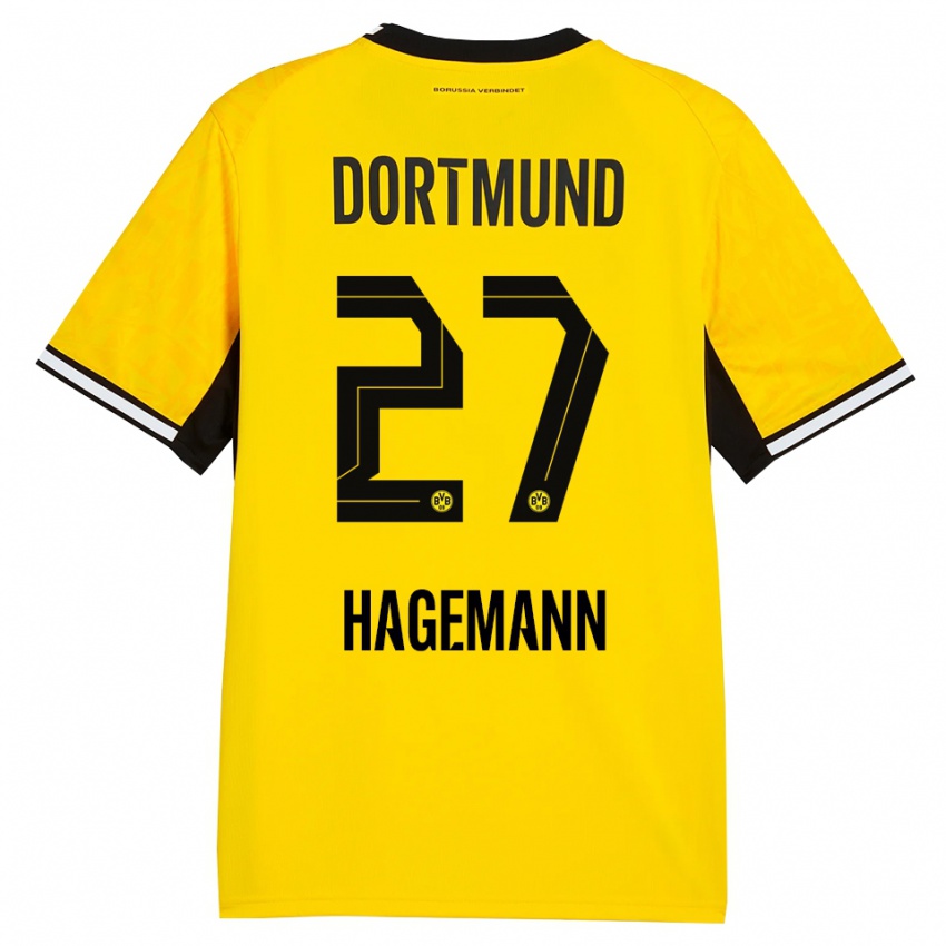 גברים Keron Hagemann #27 צהוב שחור לבן ג'רזי ביתית 2026/27 חולצה קצרה