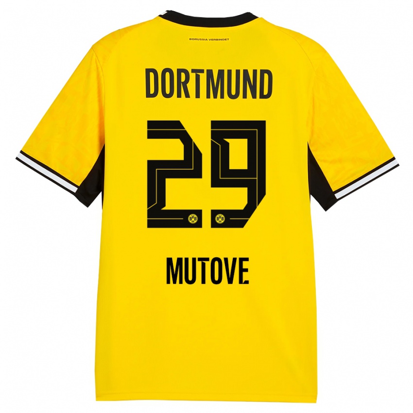 גברים Kevin Mutove #29 צהוב שחור לבן ג'רזי ביתית 2026/27 חולצה קצרה