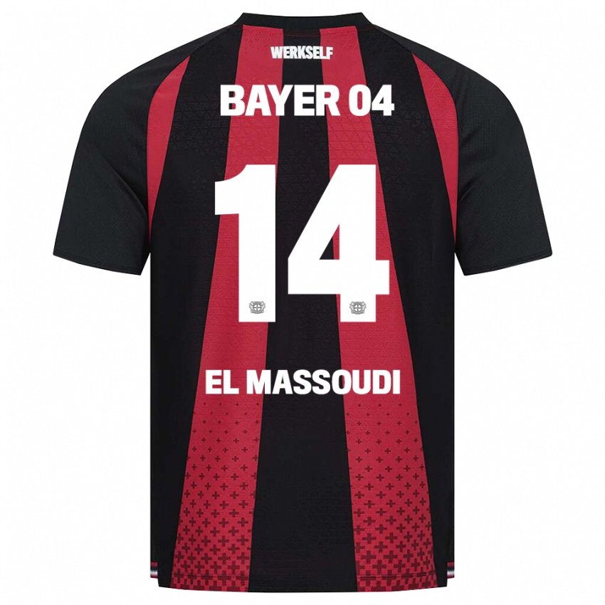 גברים Nassim El Massoudi #14 שחור לבן אדום ג'רזי ביתית 2026/27 חולצה קצרה