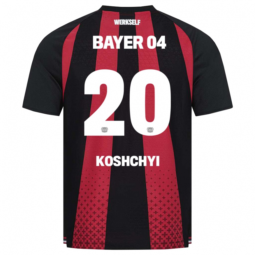 גברים Yegor Koshchyi #20 שחור לבן אדום ג'רזי ביתית 2026/27 חולצה קצרה