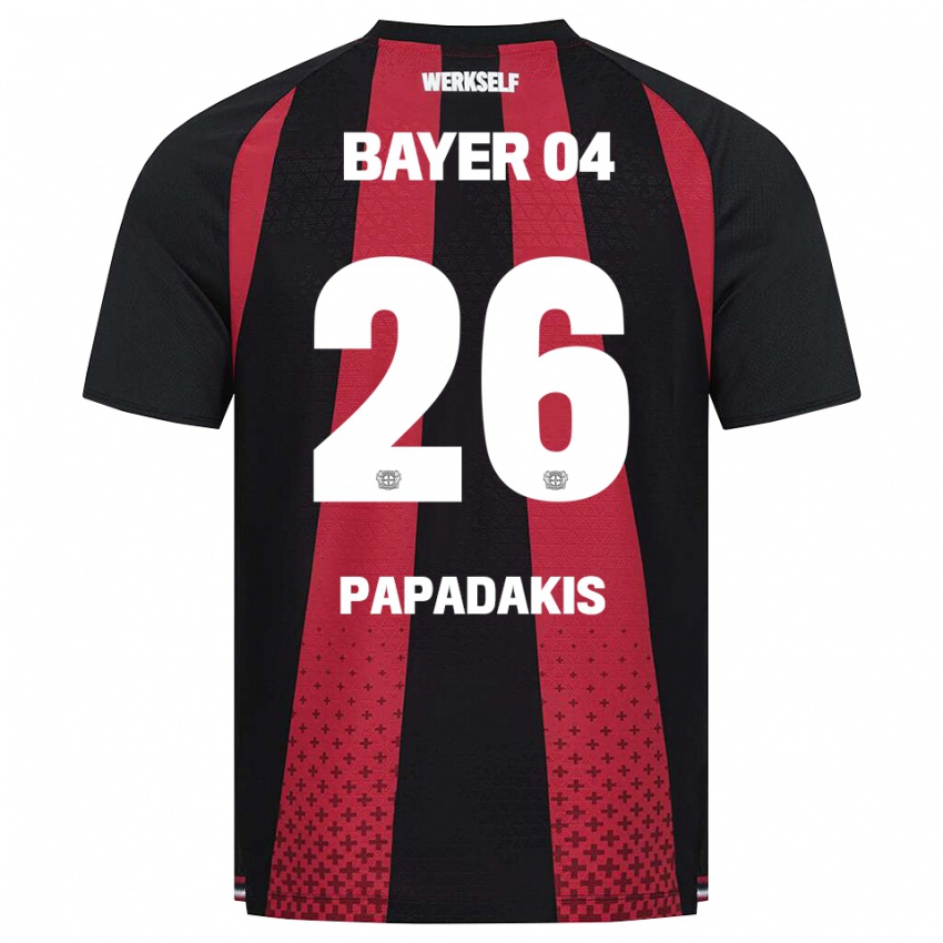 גברים Konstantinos Papadakis #26 שחור לבן אדום ג'רזי ביתית 2026/27 חולצה קצרה