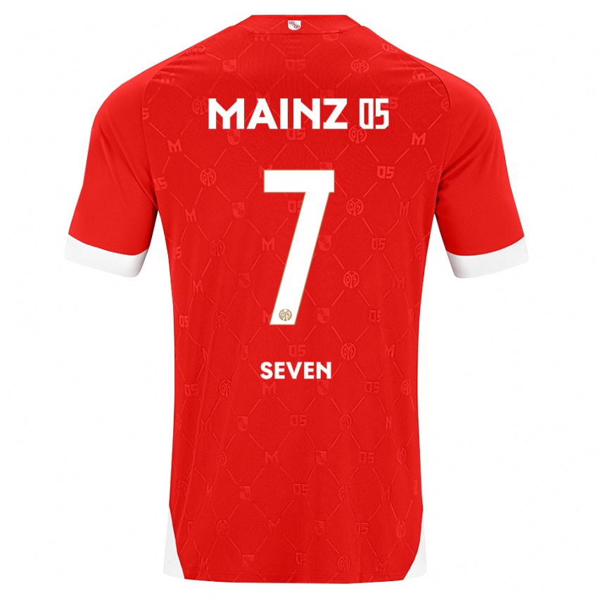 גברים Justin Seven #7 אדום לבן ג'רזי ביתית 2026/27 חולצה קצרה