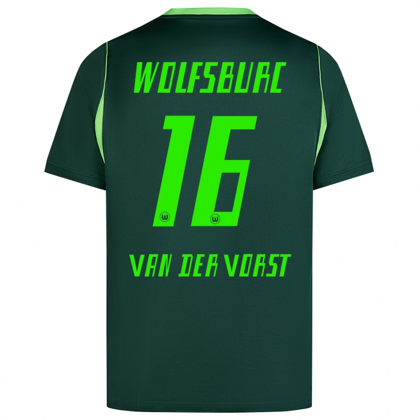 גברים Fynn Van Der Vorst #16 ירוק כהה לבן ג'רזי ביתית 2026/27 חולצה קצרה