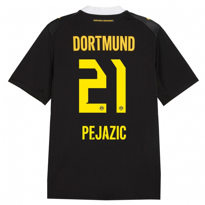 גברים Mario Pejazic #21 שחור אדום צהוב הרחק ג'רזי 2026/27 חולצה קצרה