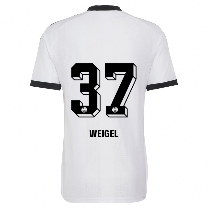 גברים Tobias Weigel #37 שחור לבן הרחק ג'רזי 2026/27 חולצה קצרה