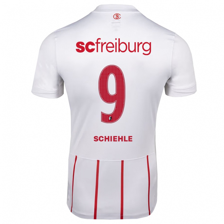 גברים Yanis Schiehle #9 לבן אדום צהוב הרחק ג'רזי 2026/27 חולצה קצרה