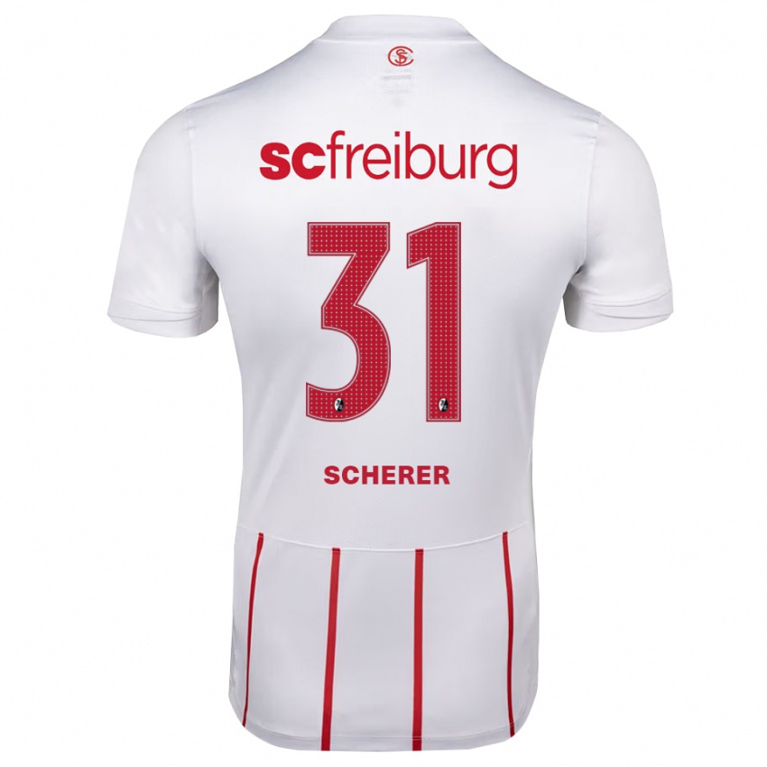 גברים Nora Scherer #31 לבן אדום צהוב הרחק ג'רזי 2026/27 חולצה קצרה