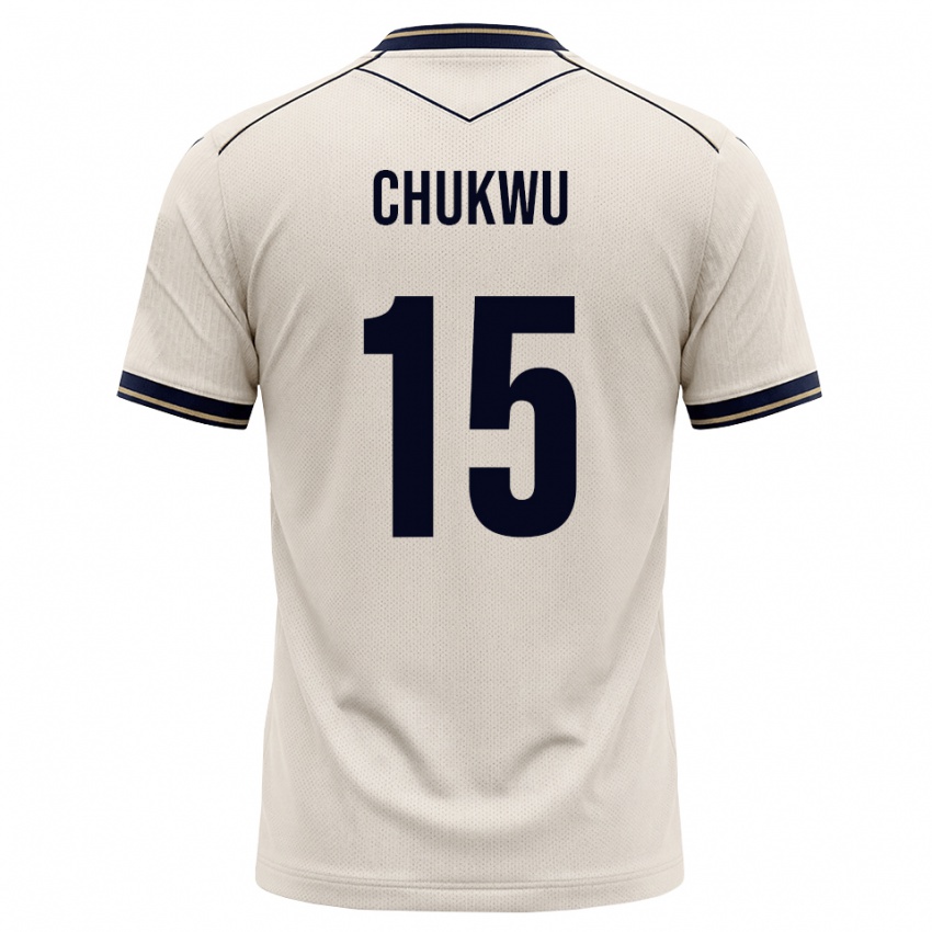 גברים Emmanuel Chukwu #15 לבן מבריק כחול דיו הרחק ג'רזי 2026/27 חולצה קצרה