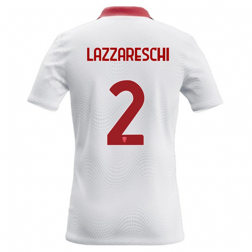 גברים Andrea Lazzareschi #2 לבן אדום הרחק ג'רזי 2026/27 חולצה קצרה