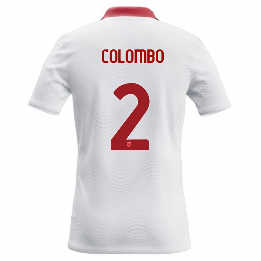 גברים Davide Colombo #2 לבן אדום הרחק ג'רזי 2026/27 חולצה קצרה