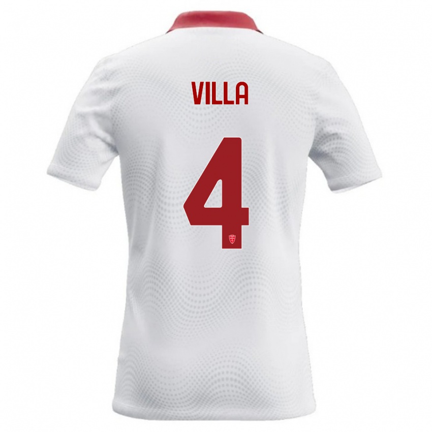 גברים Manuel Villa #4 לבן אדום הרחק ג'רזי 2026/27 חולצה קצרה
