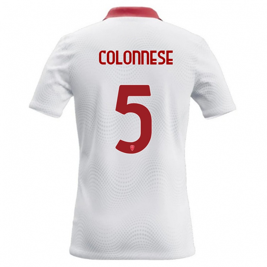 גברים Lorenzo Colonnese #5 לבן אדום הרחק ג'רזי 2026/27 חולצה קצרה