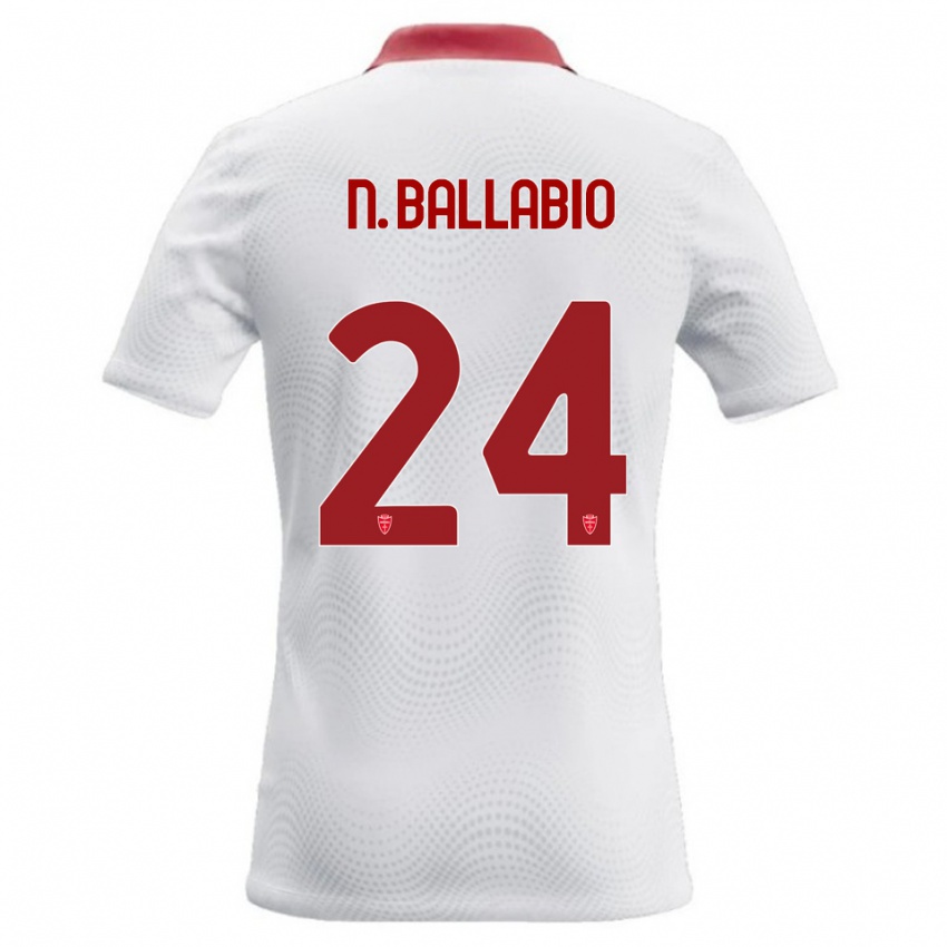 גברים Nicolò Ballabio #24 לבן אדום הרחק ג'רזי 2026/27 חולצה קצרה