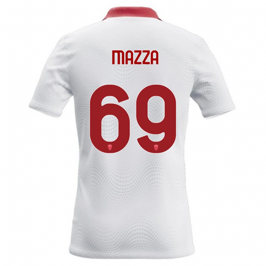 גברים Andrea Mazza #69 לבן אדום הרחק ג'רזי 2026/27 חולצה קצרה