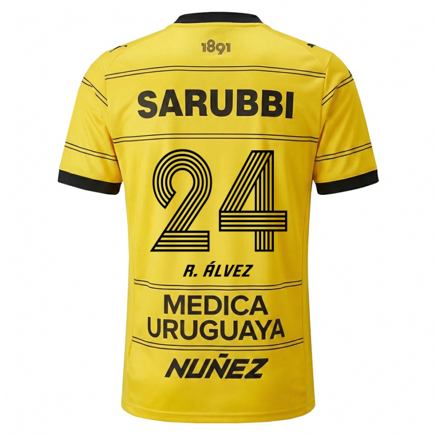 גברים Rodrigo Álvez #24 צהוב שחור הרחק ג'רזי 2026/27 חולצה קצרה