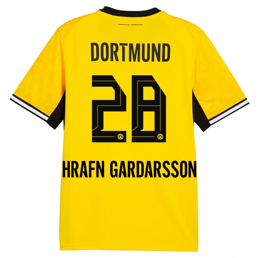 נשים Bjarki Hrafn Gardarsson #28 צהוב שחור לבן ג'רזי ביתית 2026/27 חולצה קצרה