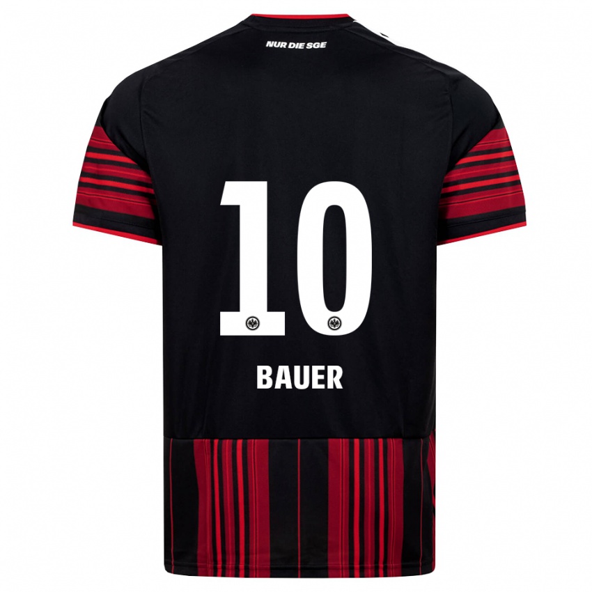 נשים Jonas Bauer #10 שחור אדום לבן ג'רזי ביתית 2026/27 חולצה קצרה