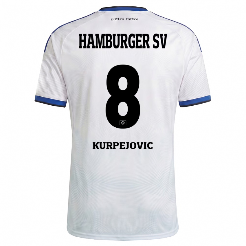 נשים Emin Kurpejovic #8 לבן שחור כחול ג'רזי ביתית 2026/27 חולצה קצרה
