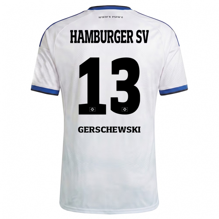 נשים Frede Gerschewski #13 לבן שחור כחול ג'רזי ביתית 2026/27 חולצה קצרה