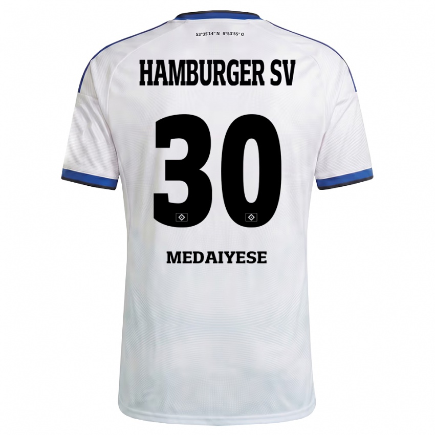 נשים Olamide Medaiyese #30 לבן שחור כחול ג'רזי ביתית 2026/27 חולצה קצרה נשים Olamide Medaiyese #30 לבן שחור כחול ג'רזי ביתית 2026/27 חולצה קצרה
