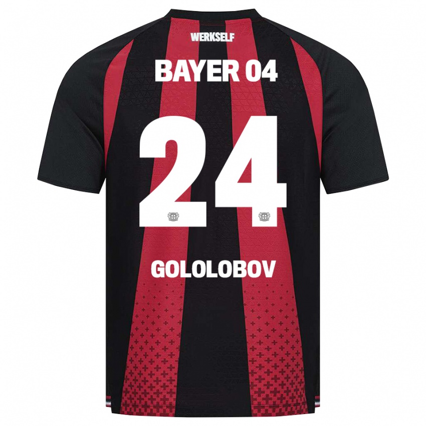 נשים Maksym Gololobov #24 שחור לבן אדום ג'רזי ביתית 2026/27 חולצה קצרה
