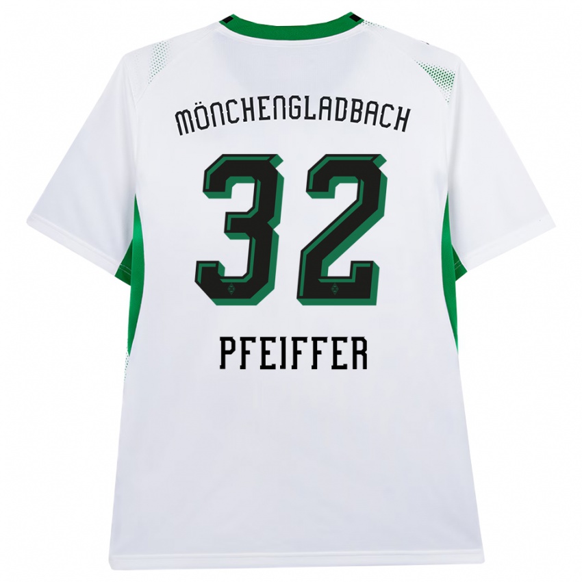 נשים Tim Pfeiffer #32 לבן שחור ירוק ג'רזי ביתית 2026/27 חולצה קצרה