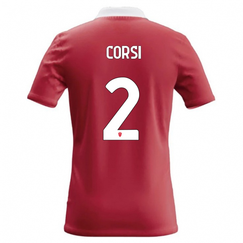 נשים Giovanni Corsi #2 אדום לבן ג'רזי ביתית 2026/27 חולצה קצרה