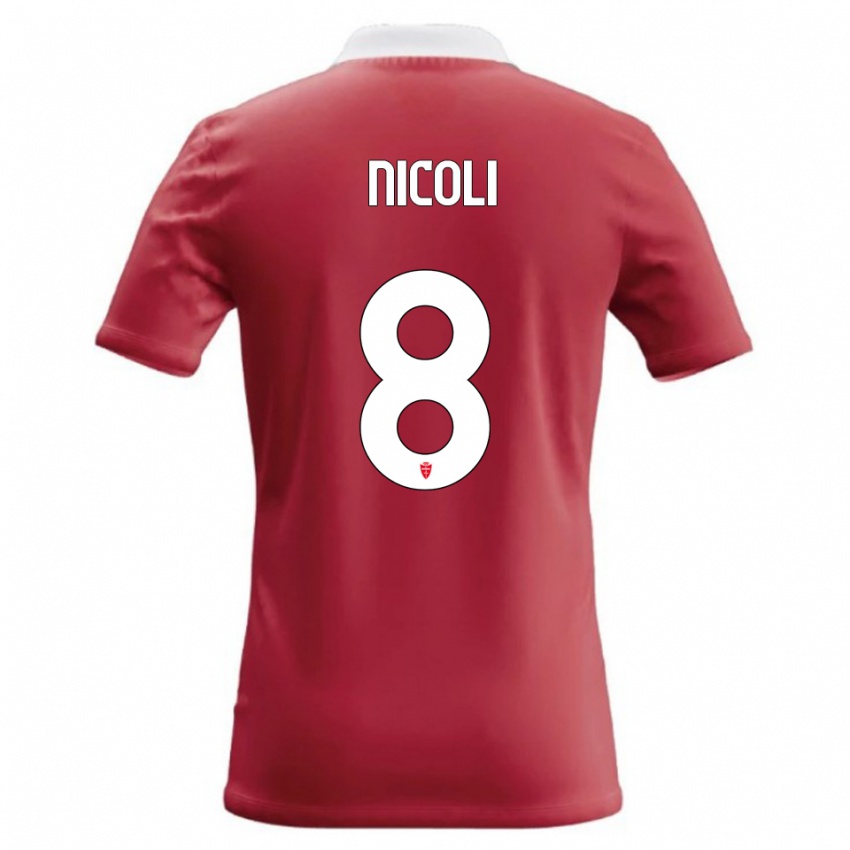 נשים Andrea Nicoli #8 אדום לבן ג'רזי ביתית 2026/27 חולצה קצרה