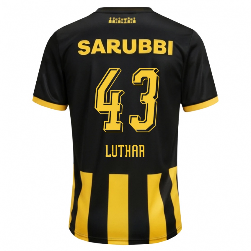 נשים Thiago Luthar #43 שחור צהוב ג'רזי ביתית 2026/27 חולצה קצרה
